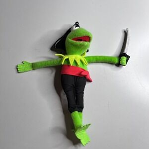 Vintage Toy Biz Kermit the Frog Pirate Plush Muppets Jim Henson Toy Cutlass Hat